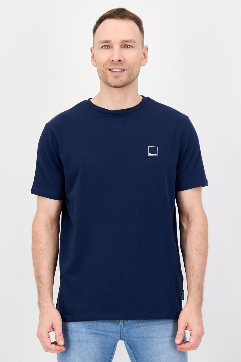 Bench Men Crew Neck Short Sleeve Brand Logo T-Shirts, Navy - Image 1